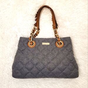 Kate Spade Grey Quilted Handbag With Chain Strap